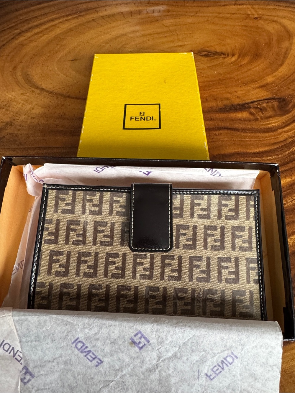 fendi large zucca coated wallet - shiny!